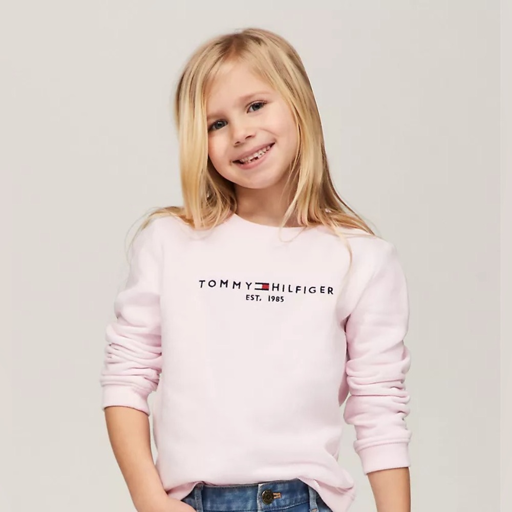 Tommy Hilfiger Pink Sweatshirt Relaxed Fit Crew Neck Size 4/5T